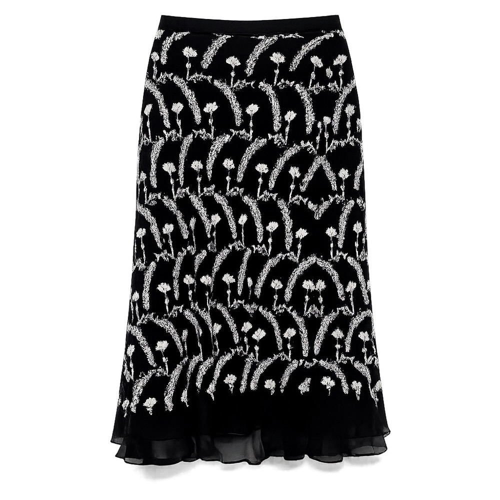 Vtg Dark Romantic Silk‎ Embroidered Sequin Midi Skirt Size 12 Whimsigoth Luxury